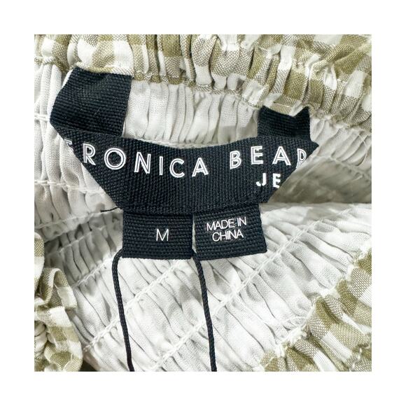 Veronica Beard Jeans Aloya Smocked Gingham Mini Skirt Pull On Green Size M NWT - Picture 10 of 11